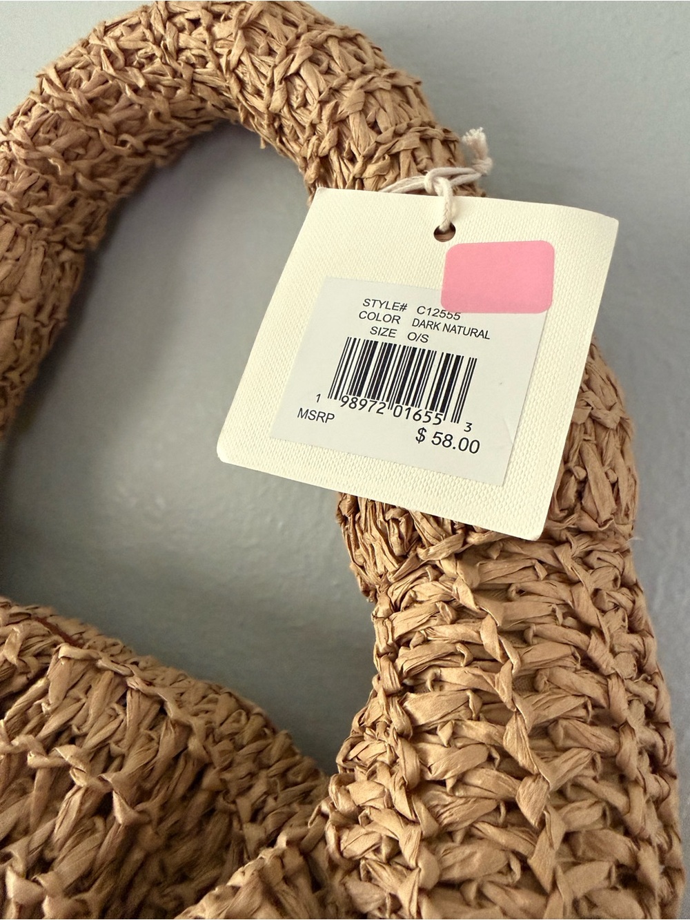 Handwoven Straw Hobo Bag in Tan - Picture 3 of 6